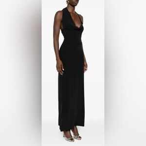 Aya Muse Halter ribbed dark chocolate dress